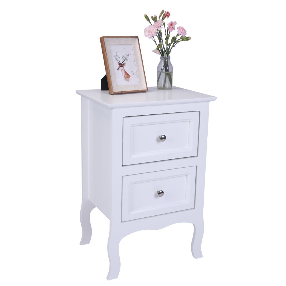 HAOYYE Country Style Two-Tier Night Table Large Size White Sturdy Design Durable Multifunctional Organizer Storage Solution Practical Stylish Space-Saving for Living Room or Bedroom