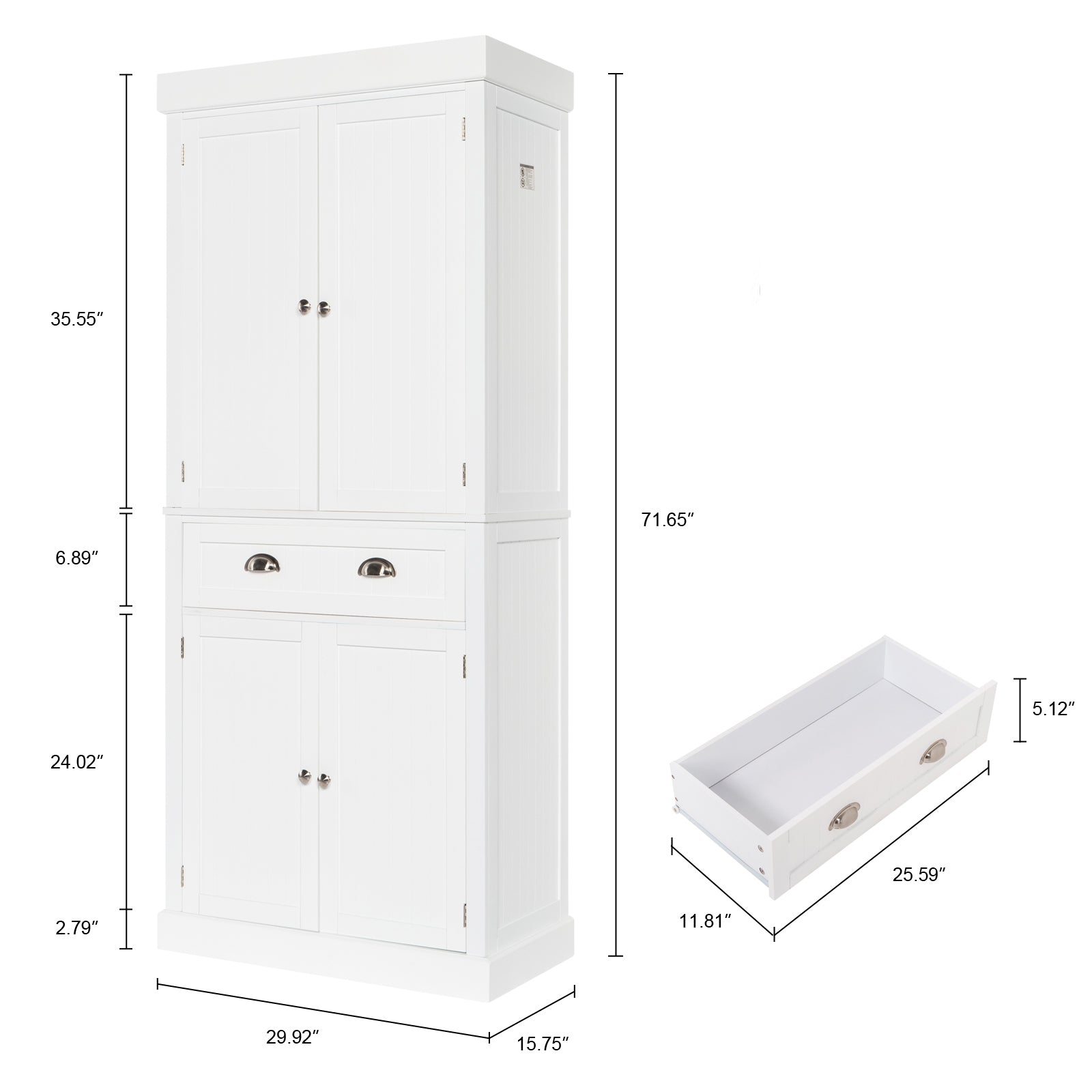 HAOYYE Single Drawer Double Door Storage Cabinet Modern Freestanding Organizer with Spacious Interior Shelves Minimalist White Sideboard for Living Room Entryway Bedroom Bathroom