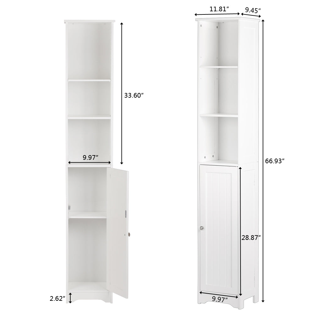 HAOYYE One Door, Three Shelf White Bathroom Cabinet, Durable MDF Construction, Waterproof, Moisture-Proof, Modern Space-Saving Organizer for Bathroom, Living Room, Bedroom, Easy Assembly.