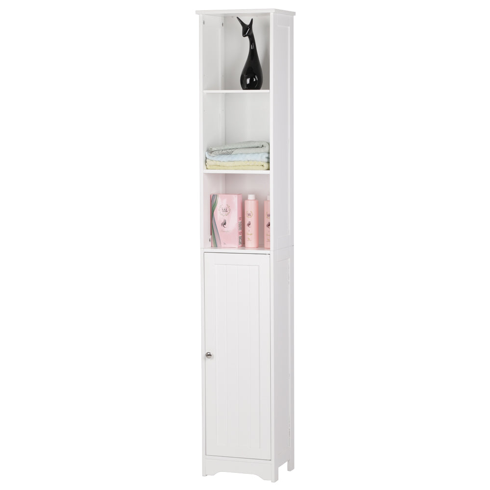 HAOYYE One Door, Three Shelf White Bathroom Cabinet, Durable MDF Construction, Waterproof, Moisture-Proof, Modern Space-Saving Organizer for Bathroom, Living Room, Bedroom, Easy Assembly.