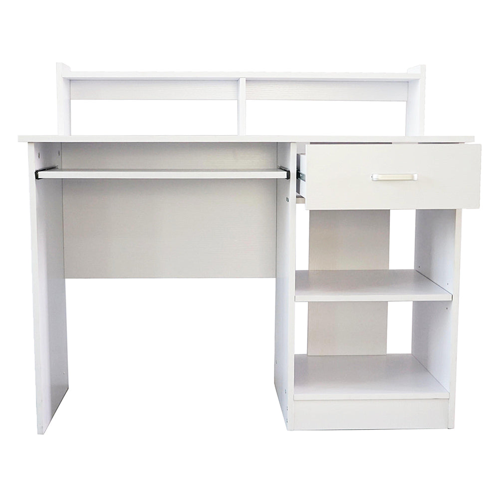 HAOYYE Modern White Computer Desk with E1 15MM Chipboard Desktop General Style Writing Table for Home Office Study Workstation Minimalist Space Saving Design for Bedroom Living Room