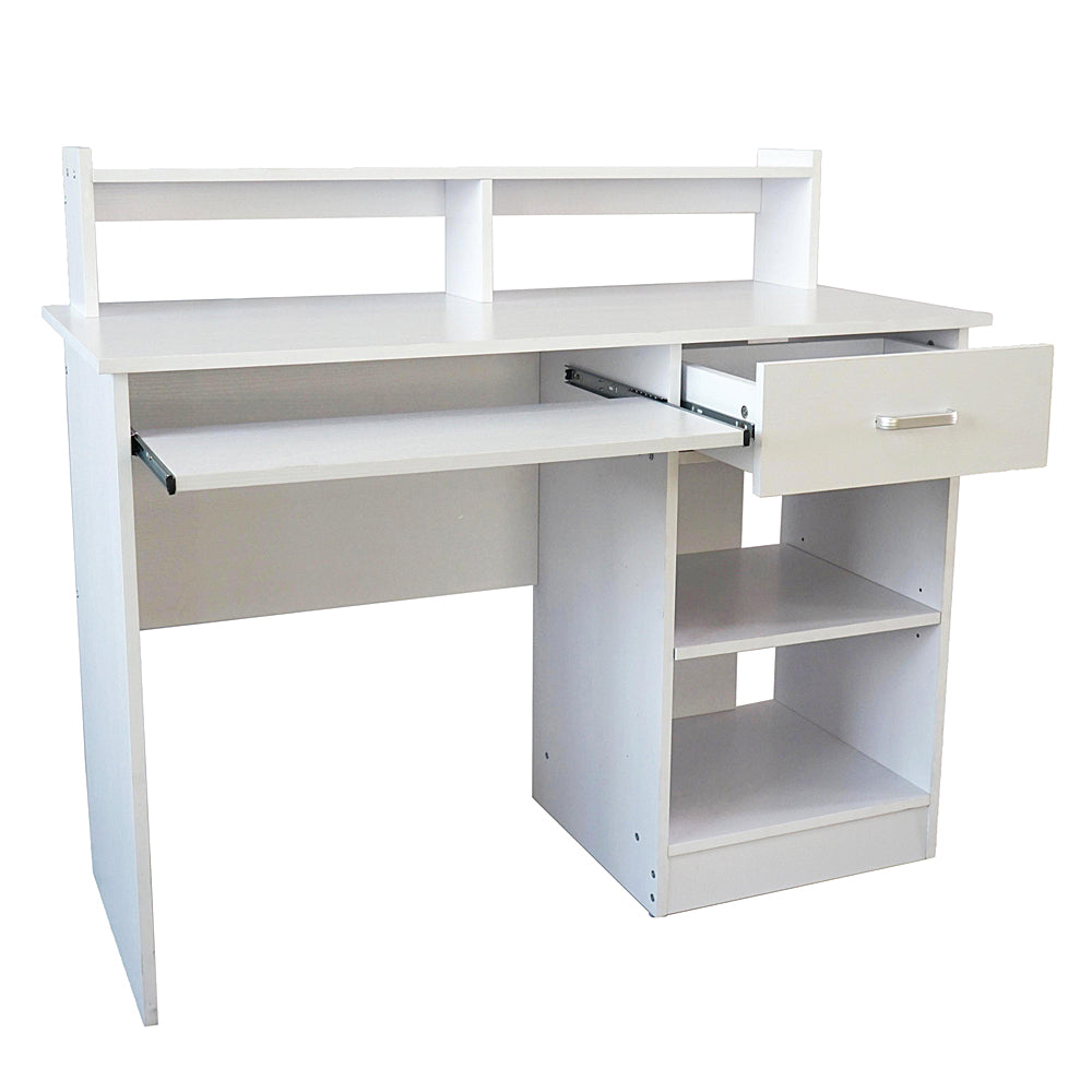 HAOYYE Modern White Computer Desk with E1 15MM Chipboard Desktop General Style Writing Table for Home Office Study Workstation Minimalist Space Saving Design for Bedroom Living Room