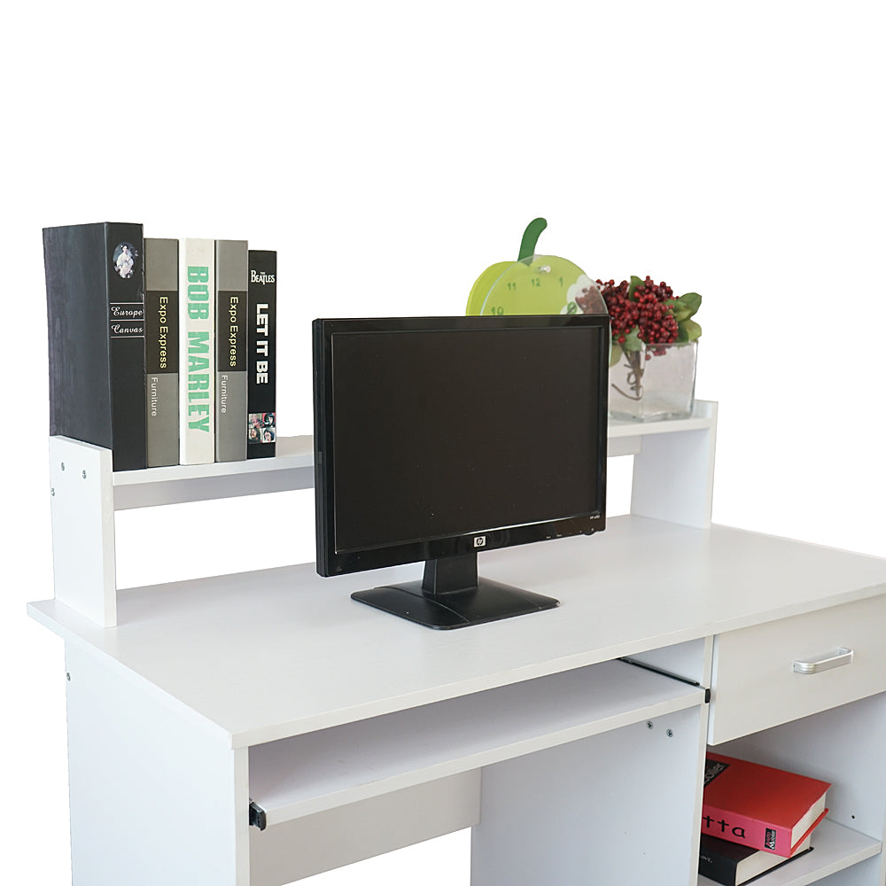 HAOYYE Modern White Computer Desk with E1 15MM Chipboard Desktop General Style Writing Table for Home Office Study Workstation Minimalist Space Saving Design for Bedroom Living Room