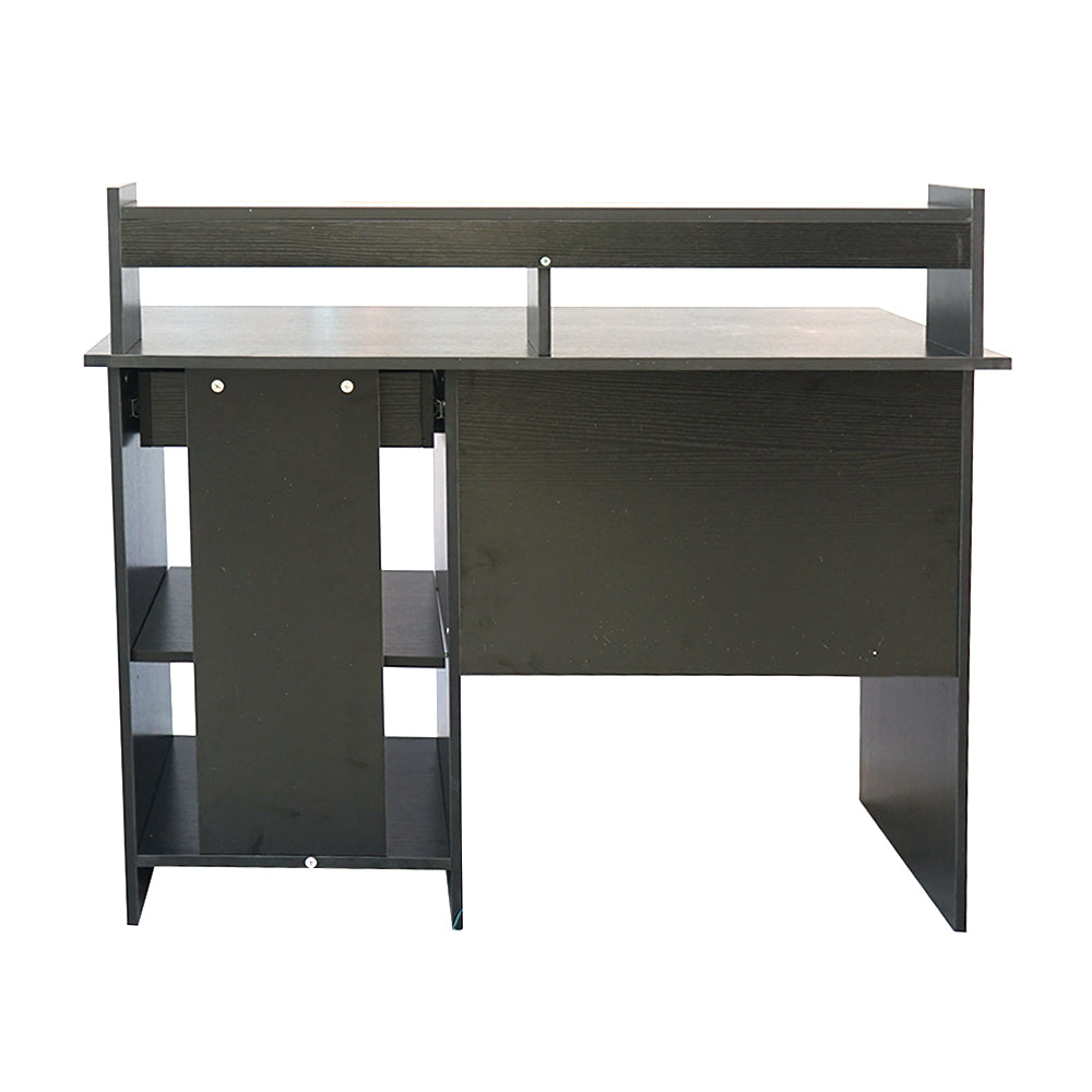 HAOYYE Modern Black Computer Desk E1 15MM Chipboard Office Writing Table Workstation with Open Storage Shelves Minimalist Style Study Desk for Home Office Living Room Study Room Easy Assembly