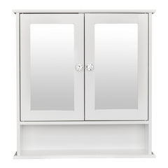 HAOYYE White Double-Door Mirror Bathroom Wall Mounted Cabinet, Sturdy Design, Durable Multifunctional Organizer, Modern Space-Saving Storage Solution, Stylish Home Organizer With Shelf For Bathroom Or Living Space, Practical And Versatile Wall Cabinet