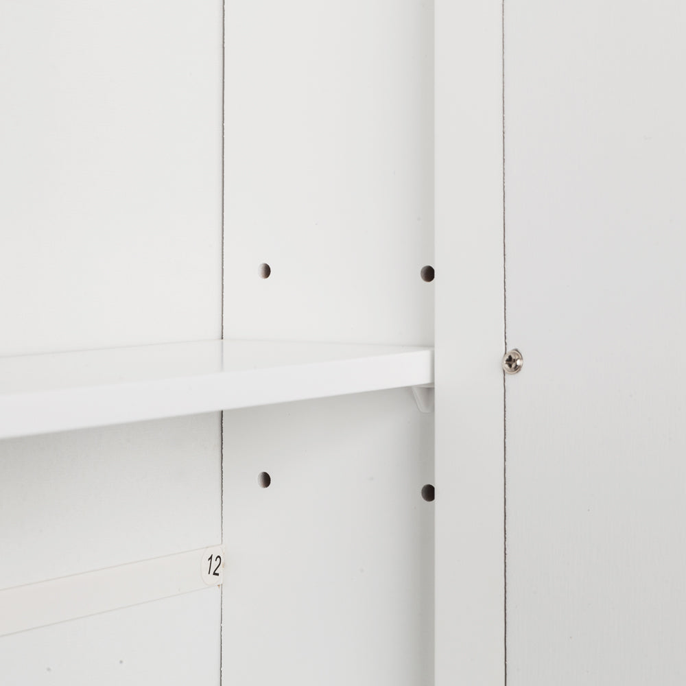 HAOYYE White Double-Door Mirror Bathroom Wall Mounted Cabinet, Sturdy Design, Durable Multifunctional Organizer, Modern Space-Saving Storage Solution, Stylish Home Organizer With Shelf For Bathroom Or Living Space, Practical And Versatile Wall Cabinet