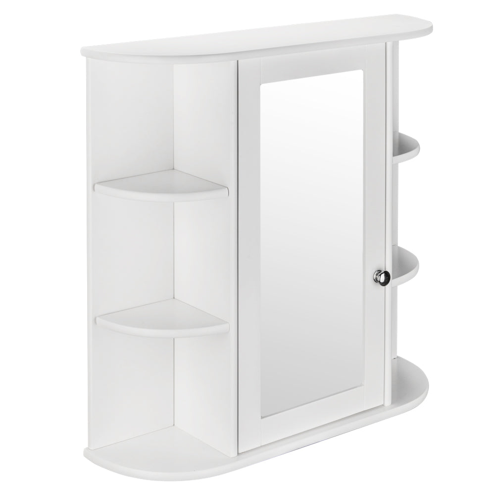HAOYYE 3-Tier White Wall Mounted Bathroom Cabinet with Single Mirror Door, MDF Space-Saving Storage Shelf for Indoor Use, Magnetic Closure, Adjustable Shelf Heights