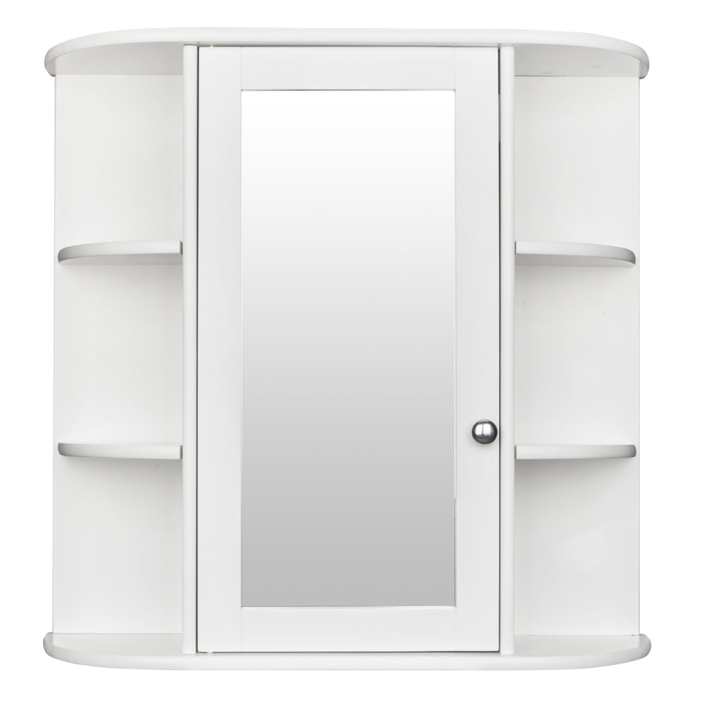 HAOYYE 3-Tier White Wall Mounted Bathroom Cabinet with Single Mirror Door, MDF Space-Saving Storage Shelf for Indoor Use, Magnetic Closure, Adjustable Shelf Heights