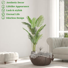 HAOYYE 6FT Green Plastic Palm Tree Simulation Sturdy Durable Design Multifunctional Modern Organizer Space-Saving Stylish Decoration for Living Room or Office