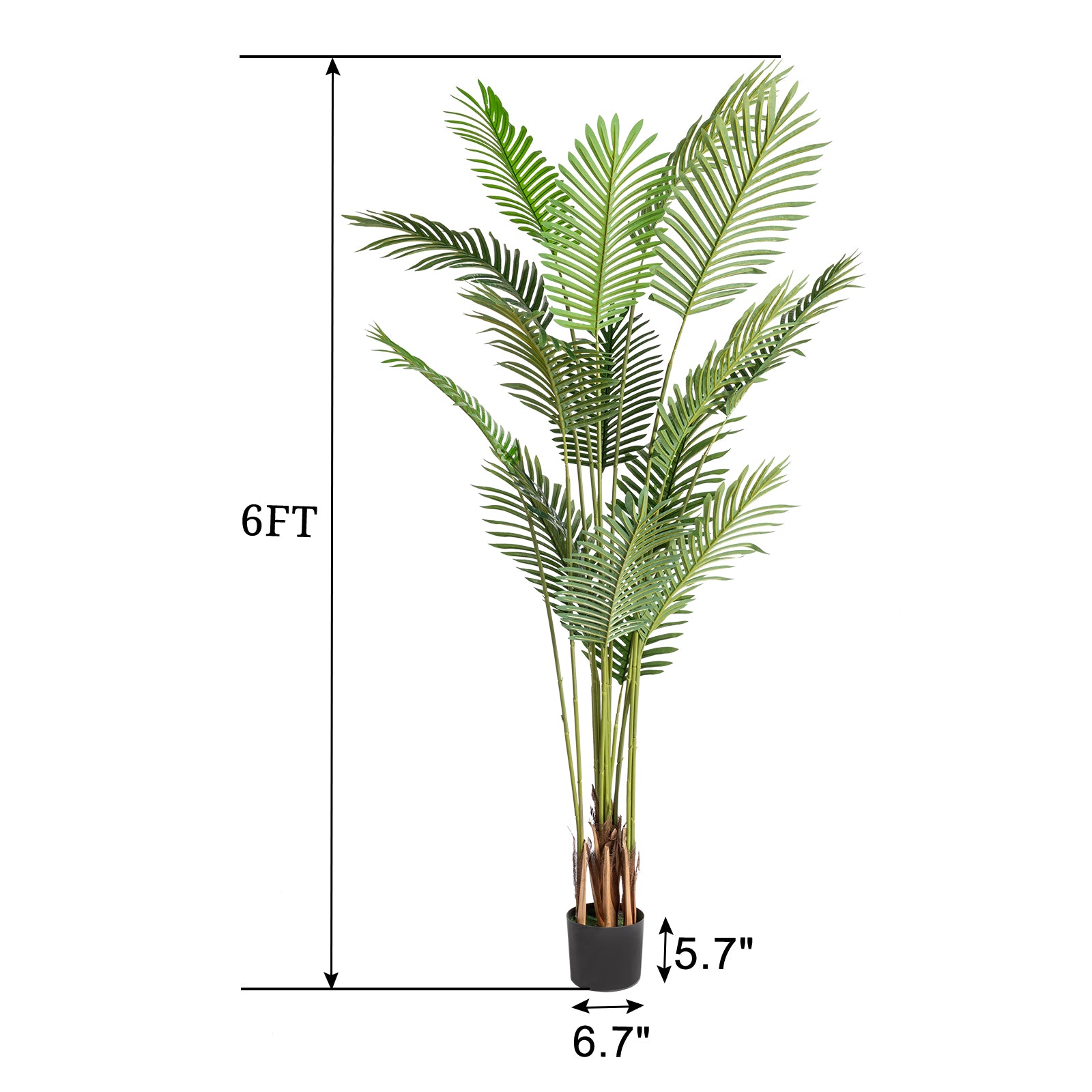 HAOYYE 6FT Green Plastic Palm Tree Simulation Sturdy Durable Design Multifunctional Modern Organizer Space-Saving Stylish Decoration for Living Room or Office