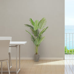 HAOYYE 6FT Green Plastic Palm Tree Simulation Sturdy Durable Design Multifunctional Modern Organizer Space-Saving Stylish Decoration for Living Room or Office