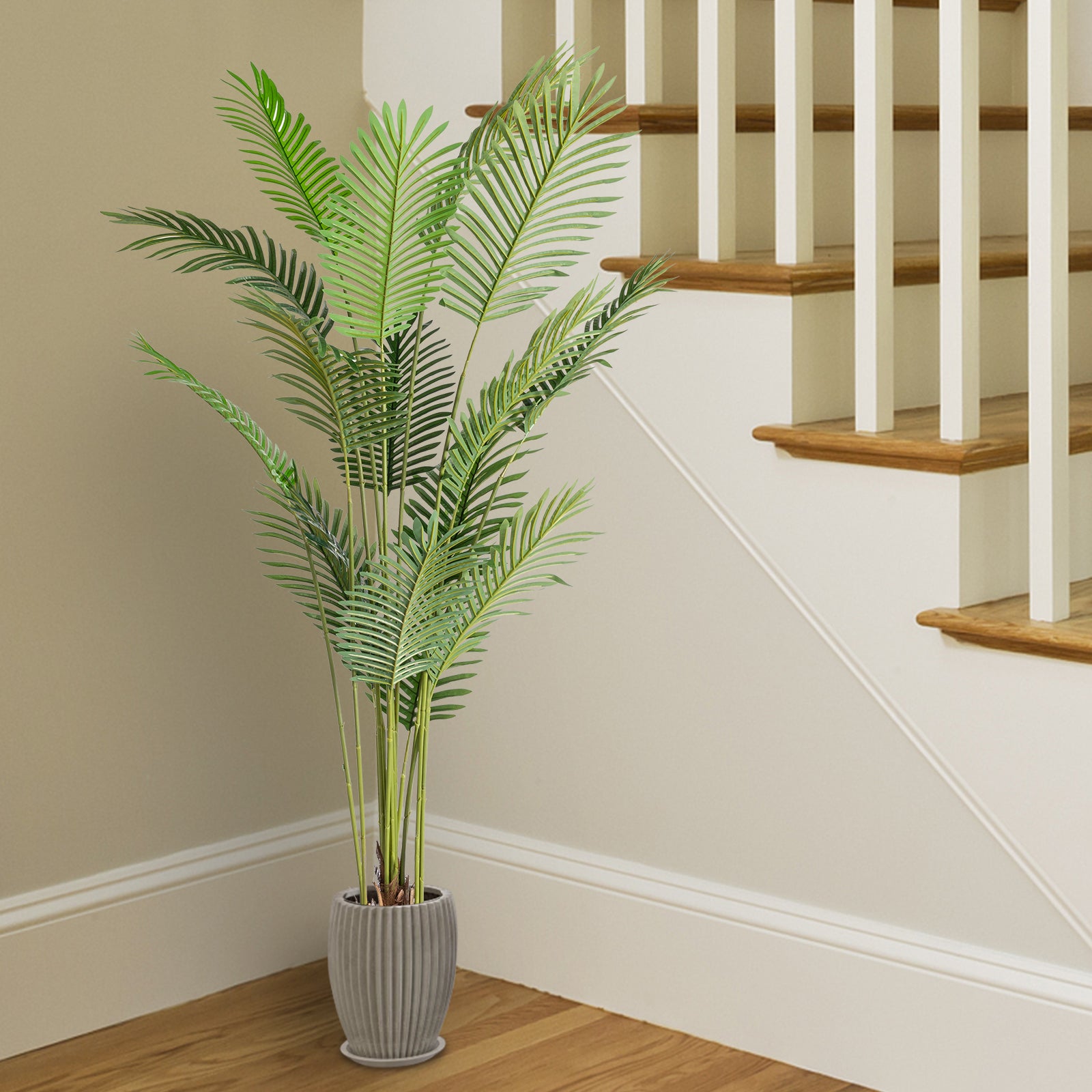HAOYYE 6FT Green Plastic Palm Tree Simulation Sturdy Durable Design Multifunctional Modern Organizer Space-Saving Stylish Decoration for Living Room or Office