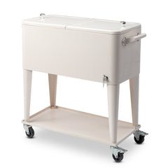 HAOYYE  Rolling Cooler Cart, White Box with Drain Pipe, Large Capacity Insulated Freezer with Bottle Opener, Locking Casters, Ideal for Outdoor Events and Parties