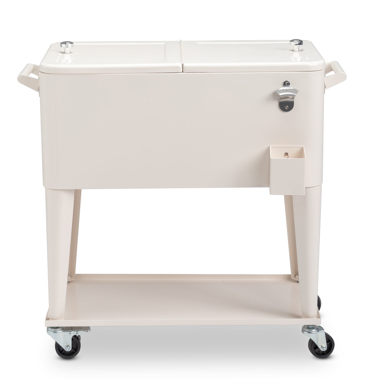 HAOYYE  Rolling Cooler Cart, White Box with Drain Pipe, Large Capacity Insulated Freezer with Bottle Opener, Locking Casters, Ideal for Outdoor Events and Parties