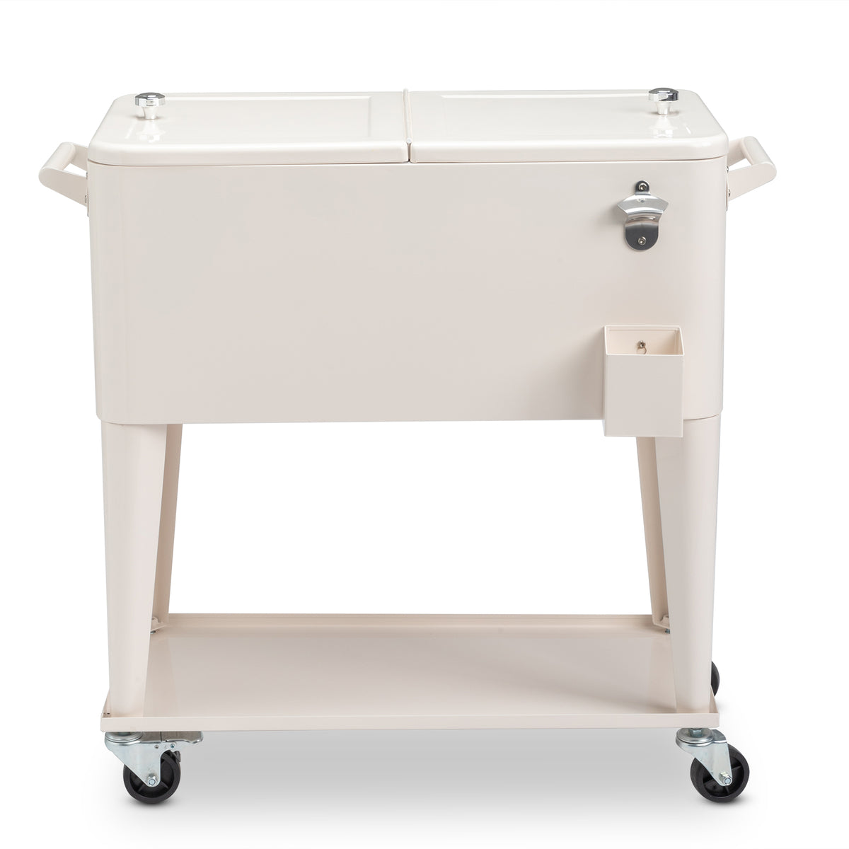 HAOYYE  Rolling Cooler Cart, White Box with Drain Pipe, Large Capacity Insulated Freezer with Bottle Opener, Locking Casters, Ideal for Outdoor Events and Parties