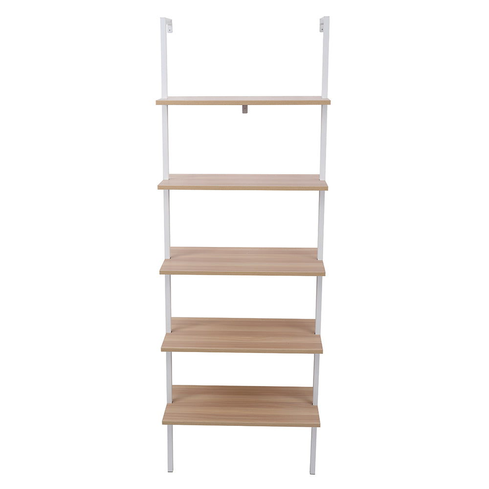 HAOYYE 5-Shelf Wood Ladder Bookcase, Industrial 5-Tier Modern Ladder Shelf with Walnut Wood Shelves and Metal Frame, Soft Cozy Warm Flannel Fleece Home Decor, Luxury Comfortable Unique Design, Premium Quality