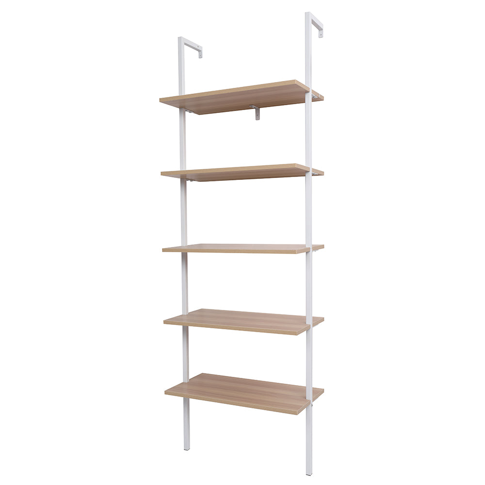 HAOYYE 5-Shelf Wood Ladder Bookcase, Industrial 5-Tier Modern Ladder Shelf with Walnut Wood Shelves and Metal Frame, Soft Cozy Warm Flannel Fleece Home Decor, Luxury Comfortable Unique Design, Premium Quality