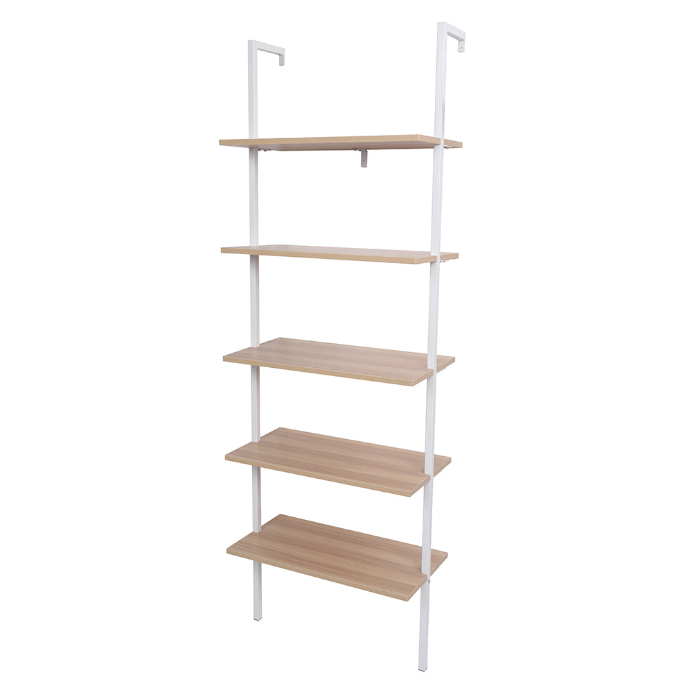 HAOYYE 5-Shelf Wood Ladder Bookcase, Industrial 5-Tier Modern Ladder Shelf with Walnut Wood Shelves and Metal Frame, Soft Cozy Warm Flannel Fleece Home Decor, Luxury Comfortable Unique Design, Premium Quality