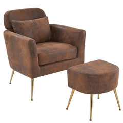 HAOYYE Half Disassembled Single Chair With Gold Feet And Pedals Bronzing Cloth Indoor Leisure Chair Orange Soft Cozy Warm Flannel Fleece Home Decor Luxury Comfortable Unique Design Premium Quality