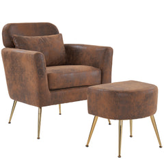 HAOYYE Half Disassembled Single Chair With Gold Feet And Pedals Bronzing Cloth Indoor Leisure Chair Orange Soft Cozy Warm Flannel Fleece Home Decor Luxury Comfortable Unique Design Premium Quality