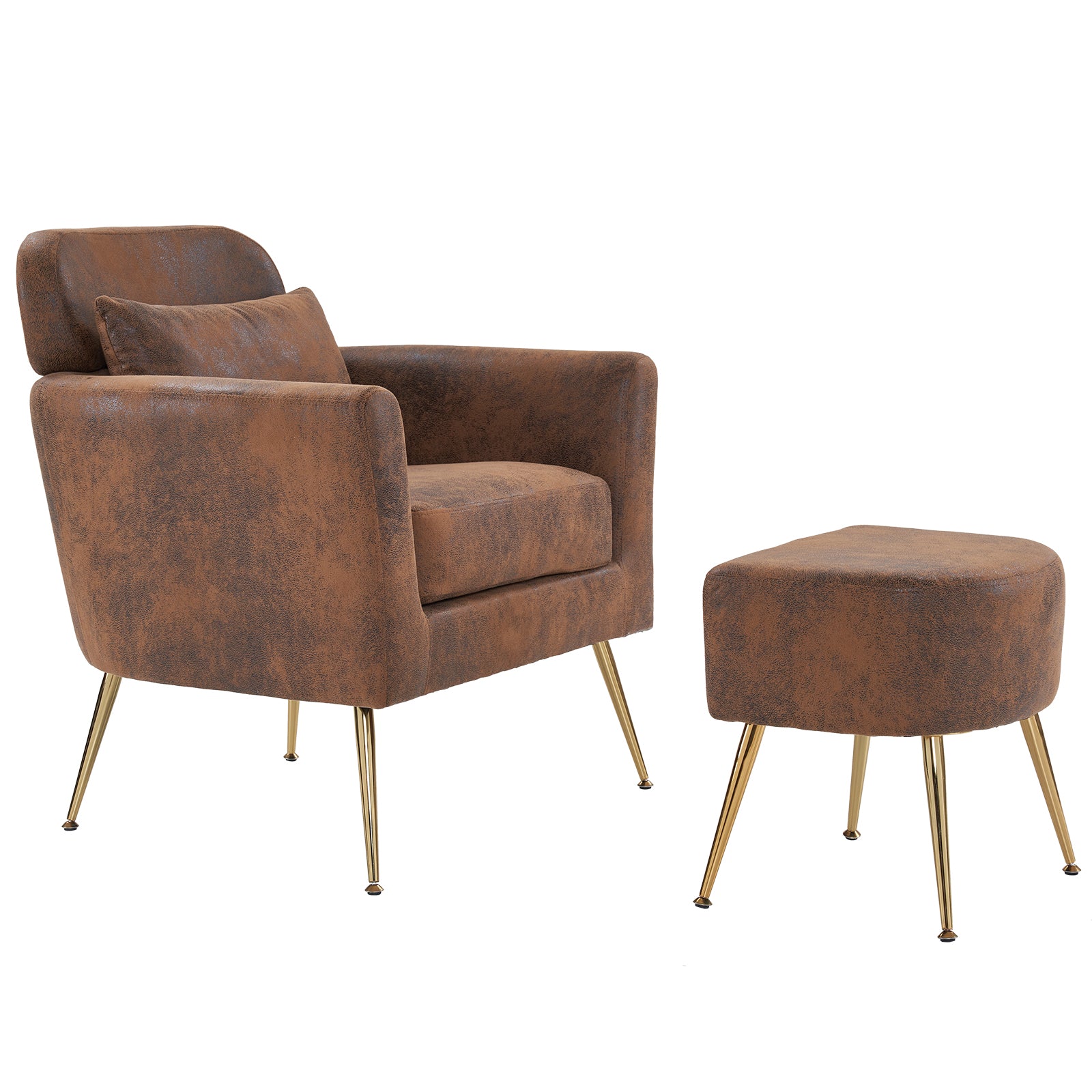 HAOYYE Half Disassembled Single Chair With Gold Feet And Pedals Bronzing Cloth Indoor Leisure Chair Orange Soft Cozy Warm Flannel Fleece Home Decor Luxury Comfortable Unique Design Premium Quality