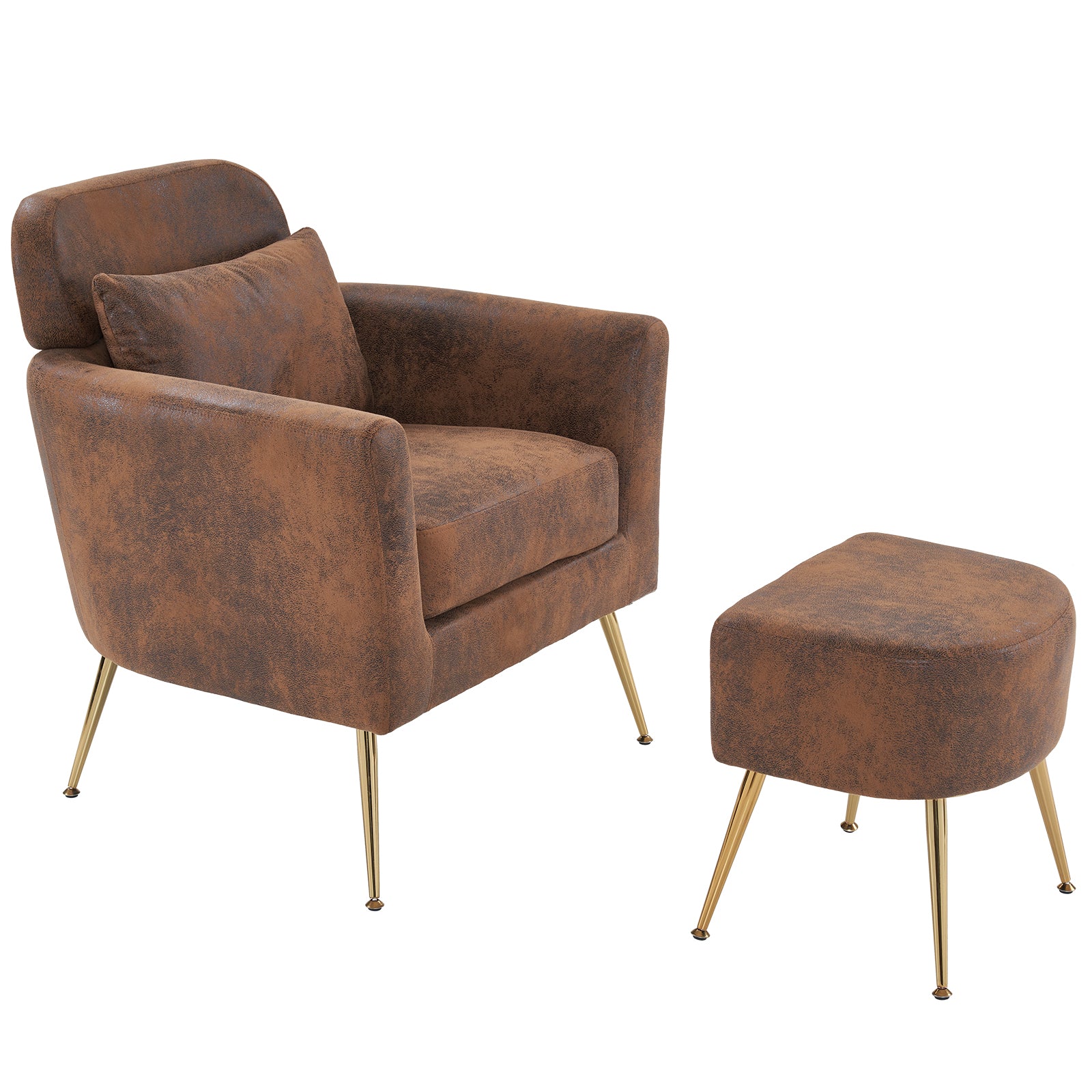 HAOYYE Half Disassembled Single Chair With Gold Feet And Pedals Bronzing Cloth Indoor Leisure Chair Orange Soft Cozy Warm Flannel Fleece Home Decor Luxury Comfortable Unique Design Premium Quality