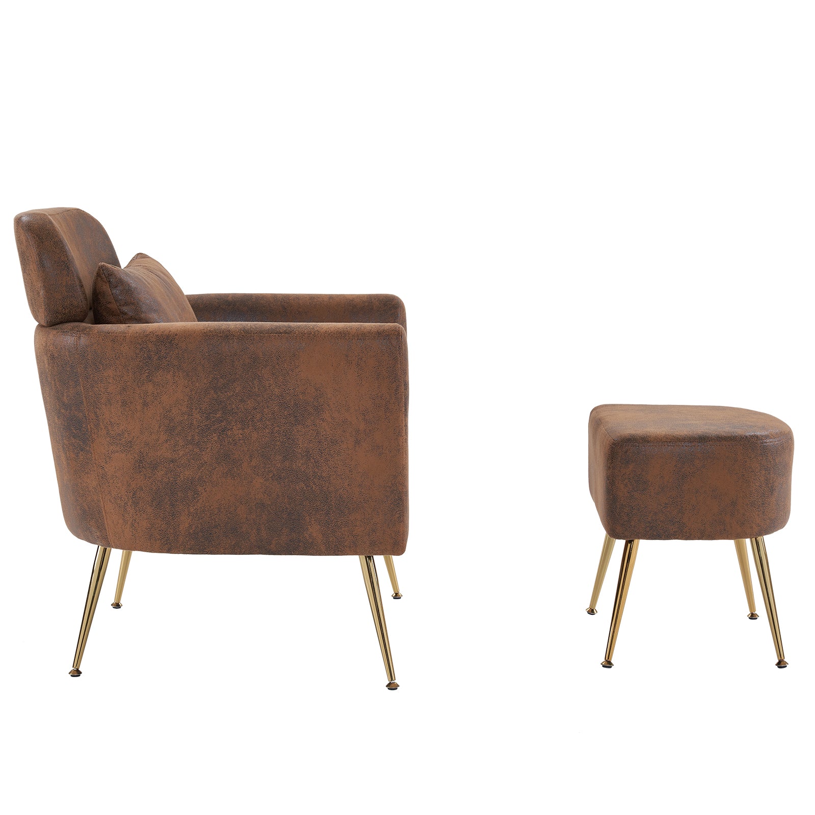 HAOYYE Half Disassembled Single Chair With Gold Feet And Pedals Bronzing Cloth Indoor Leisure Chair Orange Soft Cozy Warm Flannel Fleece Home Decor Luxury Comfortable Unique Design Premium Quality