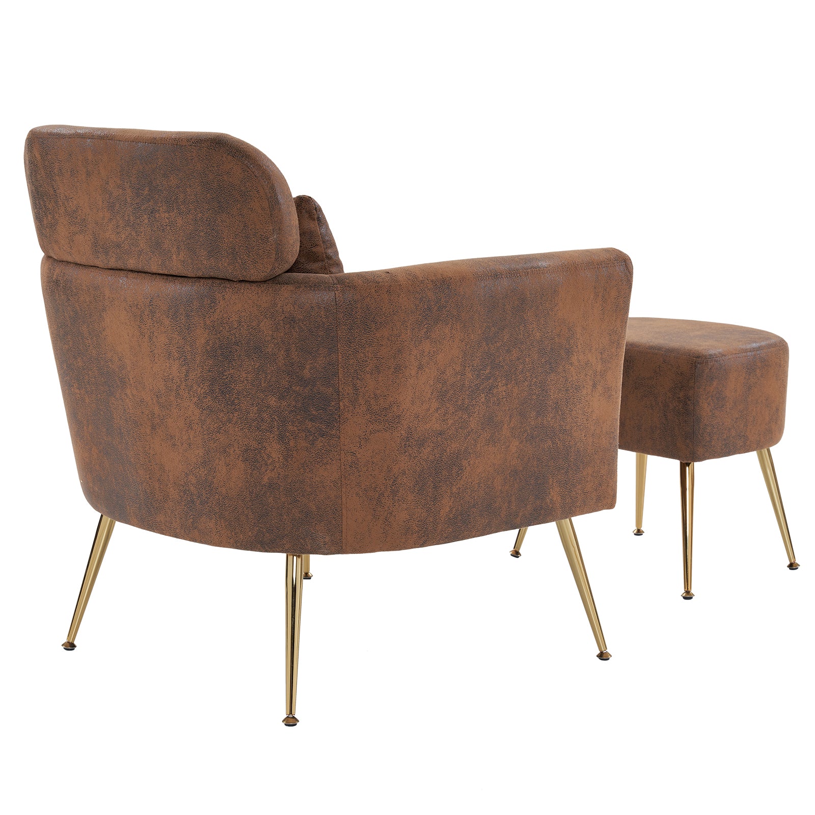 HAOYYE Half Disassembled Single Chair With Gold Feet And Pedals Bronzing Cloth Indoor Leisure Chair Orange Soft Cozy Warm Flannel Fleece Home Decor Luxury Comfortable Unique Design Premium Quality