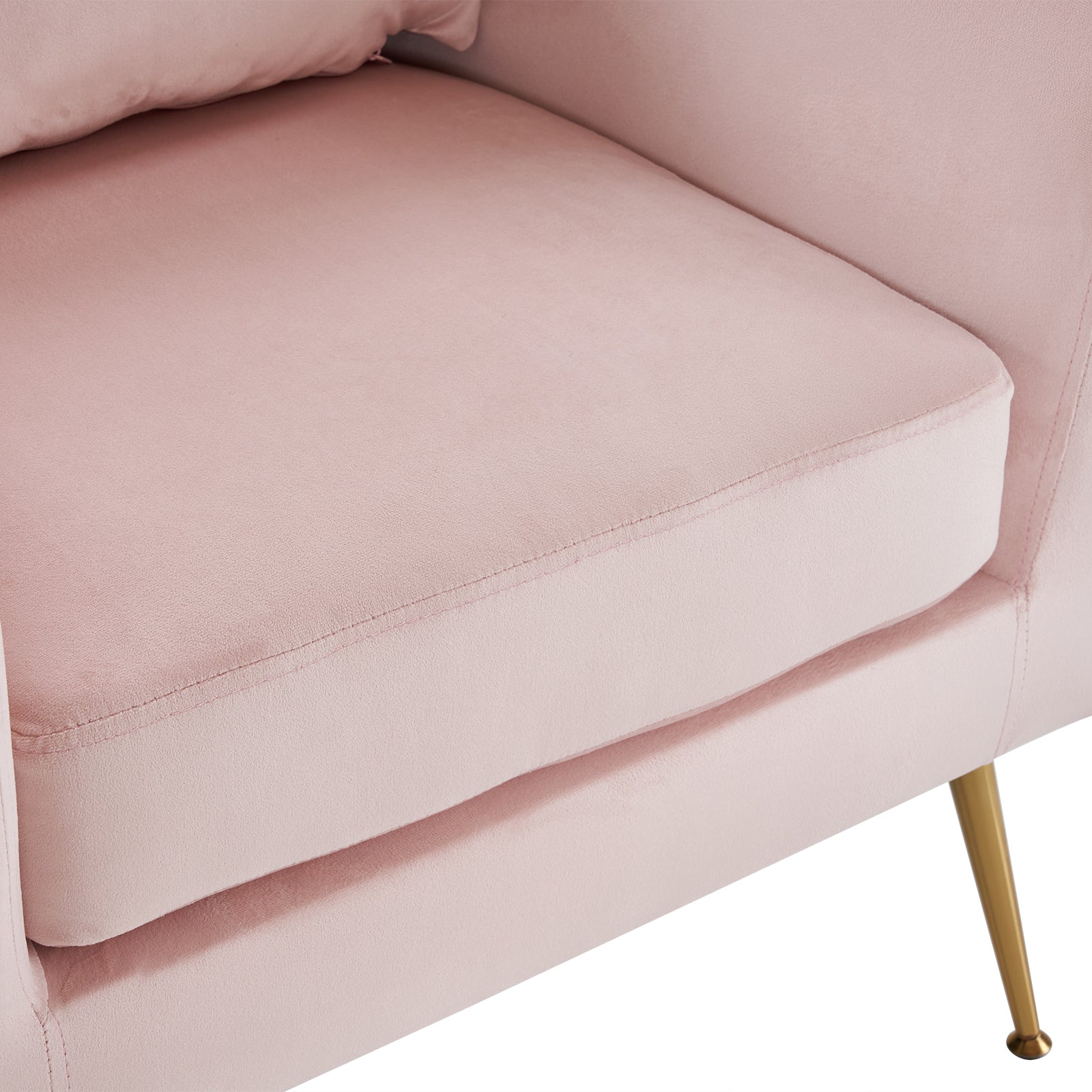 HAOYYE Modern Pink Flannelette Indoor Leisure Armchair with Gold-Plated Adjustable Feet and Pedals, Single Upholstered Accent Chair with Solid Wood Frame for Living Room Bedroom Office Lounge