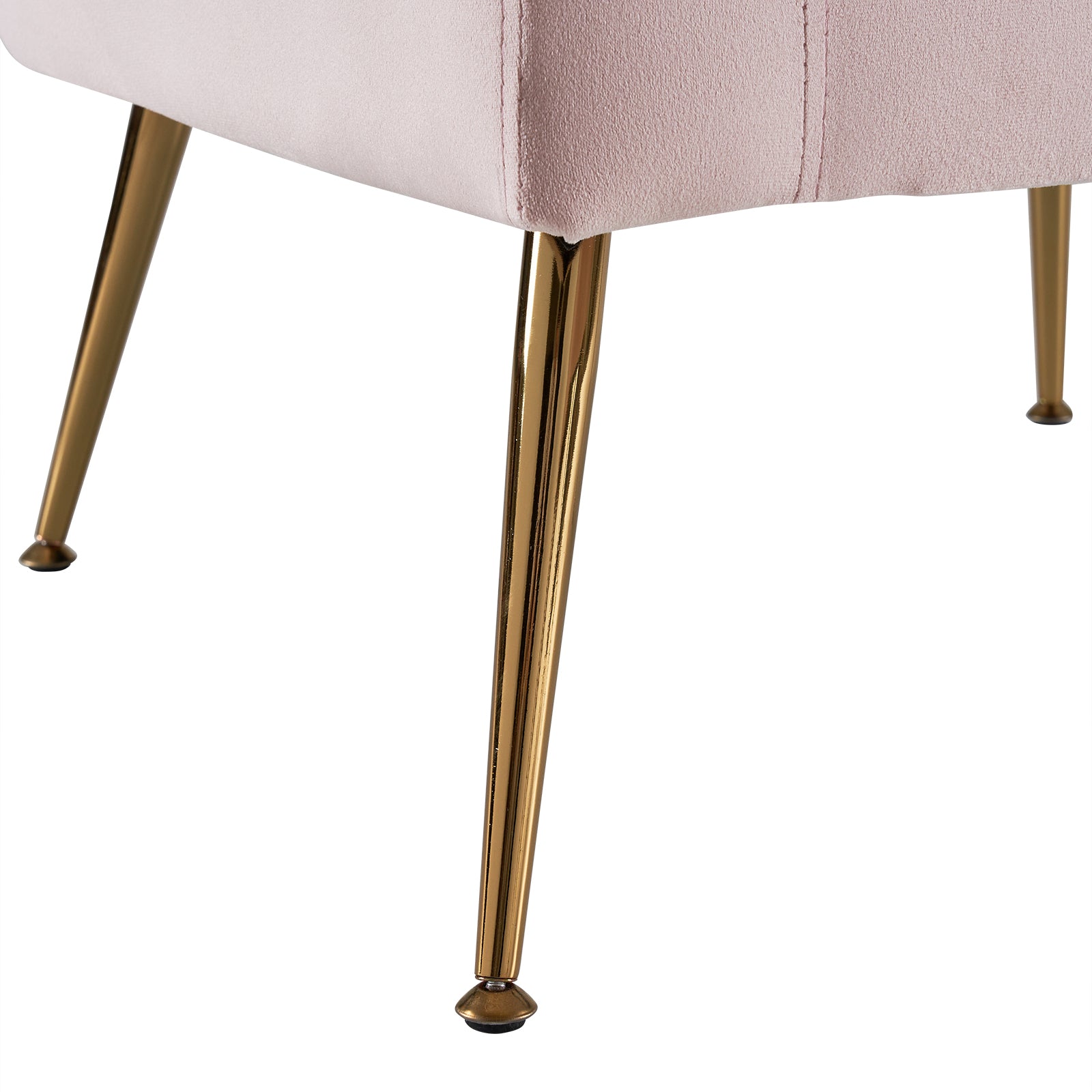 HAOYYE Modern Pink Flannelette Indoor Leisure Armchair with Gold-Plated Adjustable Feet and Pedals, Single Upholstered Accent Chair with Solid Wood Frame for Living Room Bedroom Office Lounge