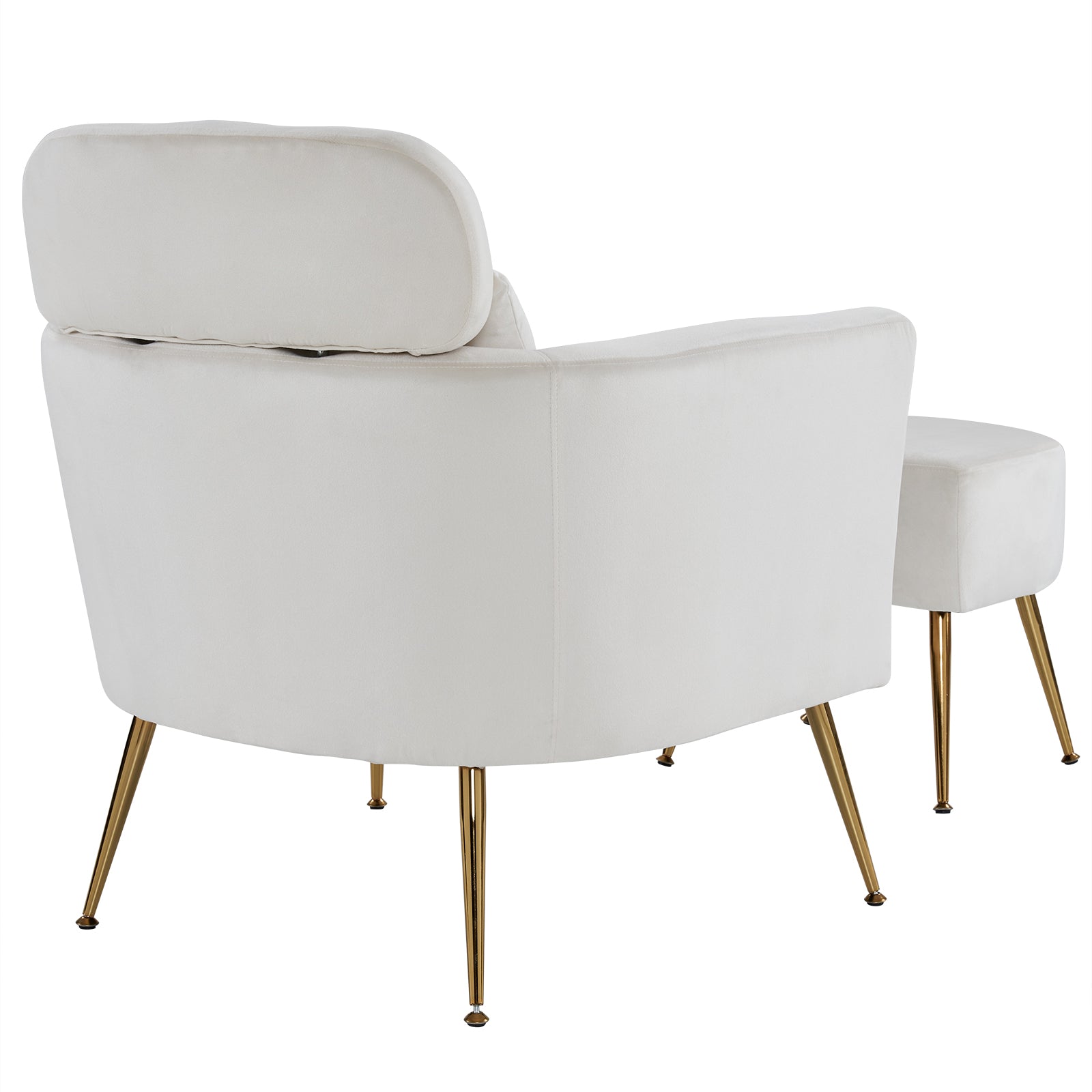 HAOYYE Half Disassembled Single Chair with Gold Feet and Pedals, Flannelette Indoor Leisure Chair in Beige, Soft Cozy Warm Flannel Fleece Home Decor, Luxury Comfortable Unique Design, Premium Quality Accent Chair for Living Room