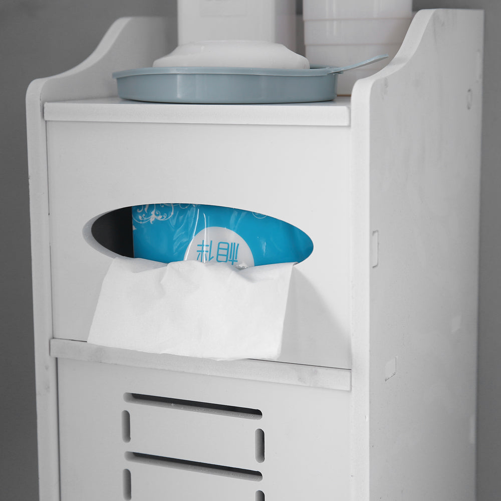 HAOYYE Waterproof Single Door Bathroom Cabinet White Wall-Mounted Storage Organizer with Adjustable Shelves Durable and Moisture-Resistant Design Perfect for Bathroom Essentials and Small Space Organization