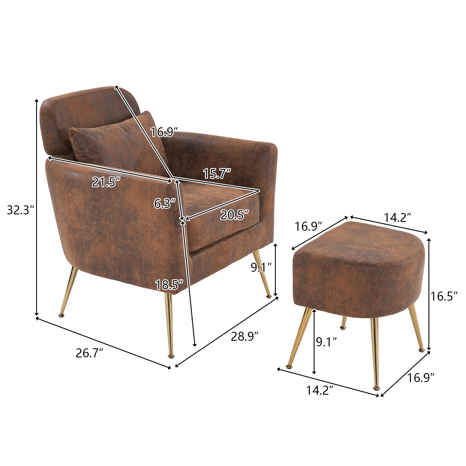 HAOYYE Half Disassembled Single Chair With Gold Feet And Pedals Bronzing Cloth Indoor Leisure Chair Orange Soft Cozy Warm Flannel Fleece Home Decor Luxury Comfortable Unique Design Premium Quality