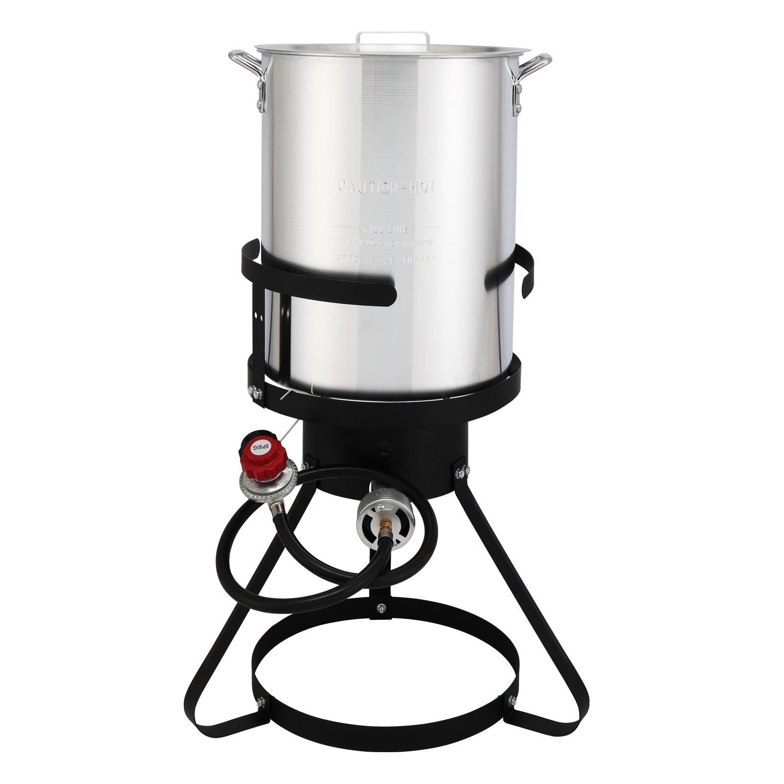 HAOYYE Outdoor Gas Turkey Fryer Set with 30QT Turkey Pot 10QT Fish Pot Thermometer Basket Injector Burner Stand Black & Silver for Crawfish Seafood BBQ Camping