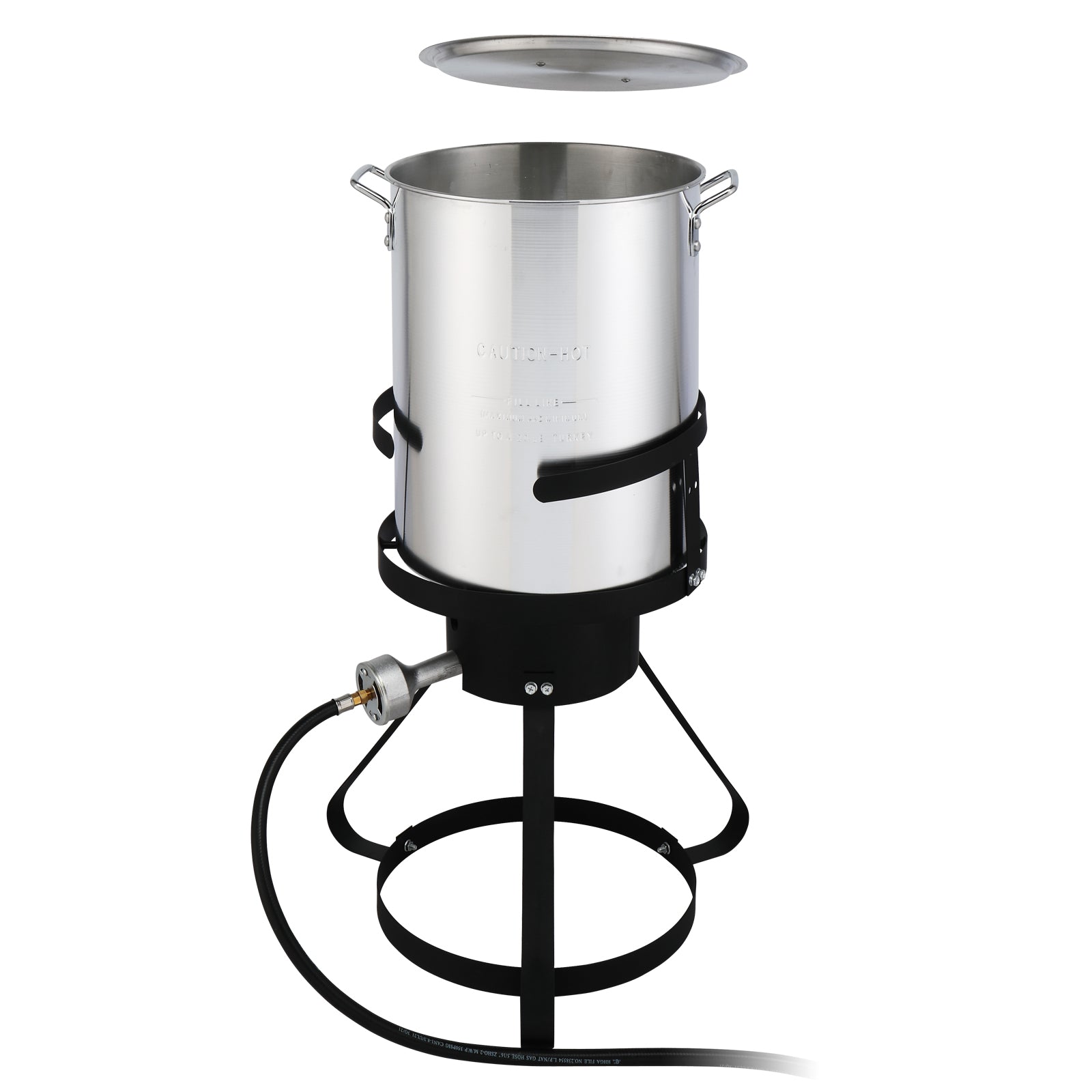 HAOYYE Outdoor Gas Turkey Fryer Set with 30QT Turkey Pot 10QT Fish Pot Thermometer Basket Injector Burner Stand Black & Silver for Crawfish Seafood BBQ Camping