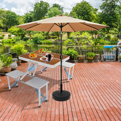 HAOYYE Aluminum Alloy Folding Table and Chair Set Wood Grain Color One Piece Design Portable Picnic Dining Table with Integrated Seats for Outdoor Camping Travel Patio Garden BBQ Easy Setup