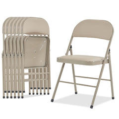 HAOYYE 6PCS Elegant Foldable Iron & PVC Chairs for Convention and Exhibition, Light Brown, Sturdy and Comfortable Chairs for Events, Meetings, Conferences, Easy to Store and Transport, Durable and Stylish Design