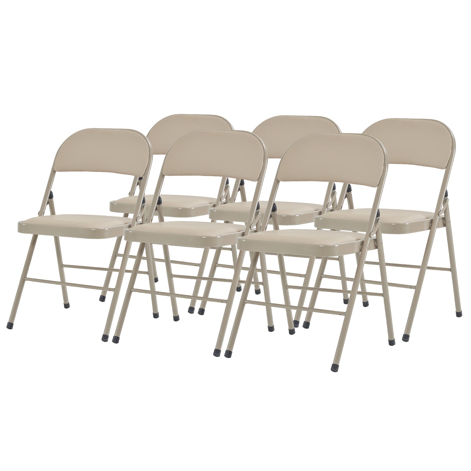 HAOYYE 6PCS Elegant Foldable Iron & PVC Chairs for Convention and Exhibition, Light Brown, Sturdy and Comfortable Chairs for Events, Meetings, Conferences, Easy to Store and Transport, Durable and Stylish Design