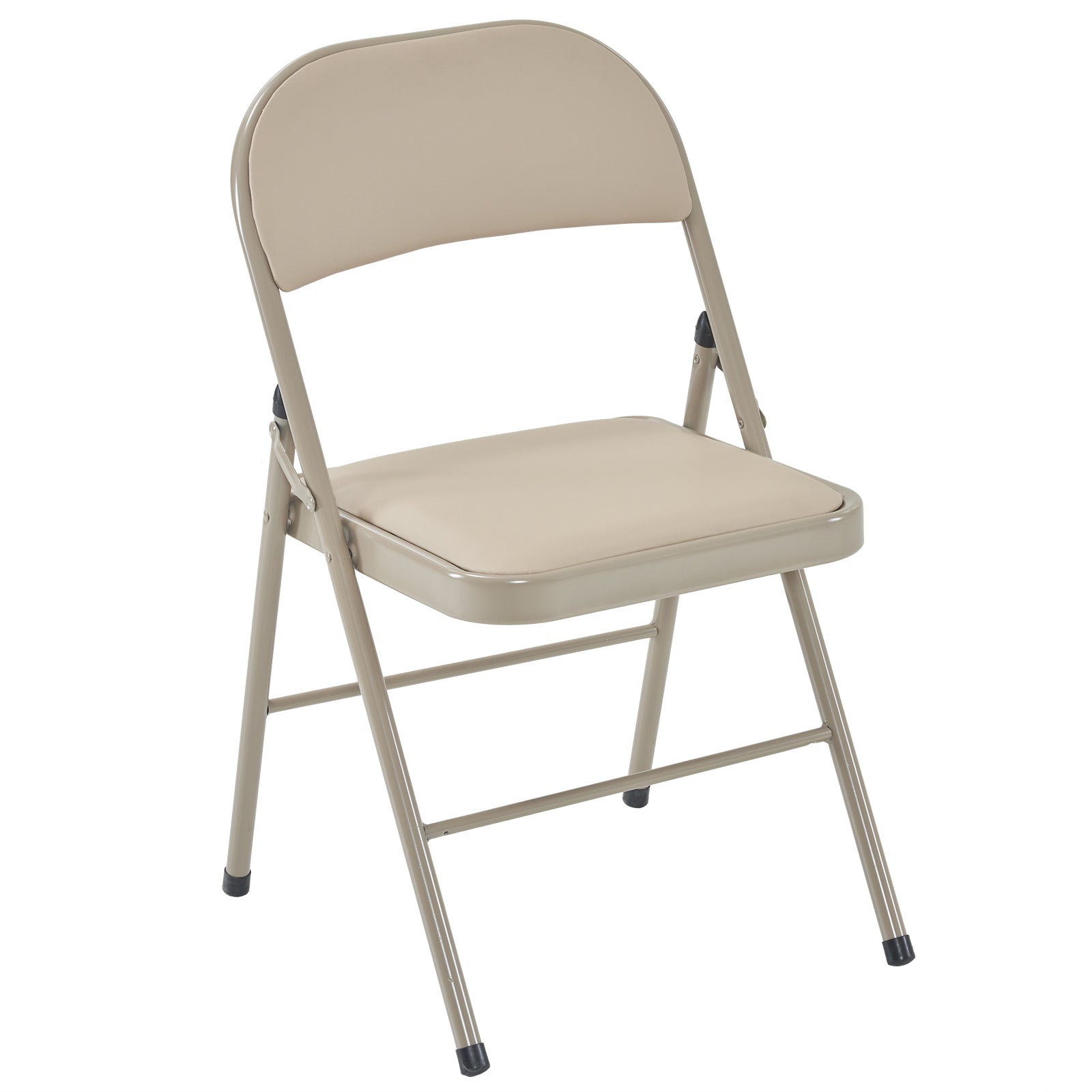 HAOYYE 4PCS Elegant Foldable Iron & PVC Chairs for Convention and Exhibition, Light Brown, Sturdy and Comfortable Chairs for Events, Meetings, Conferences, Easy to Store and Transport, Durable and Stylish Design