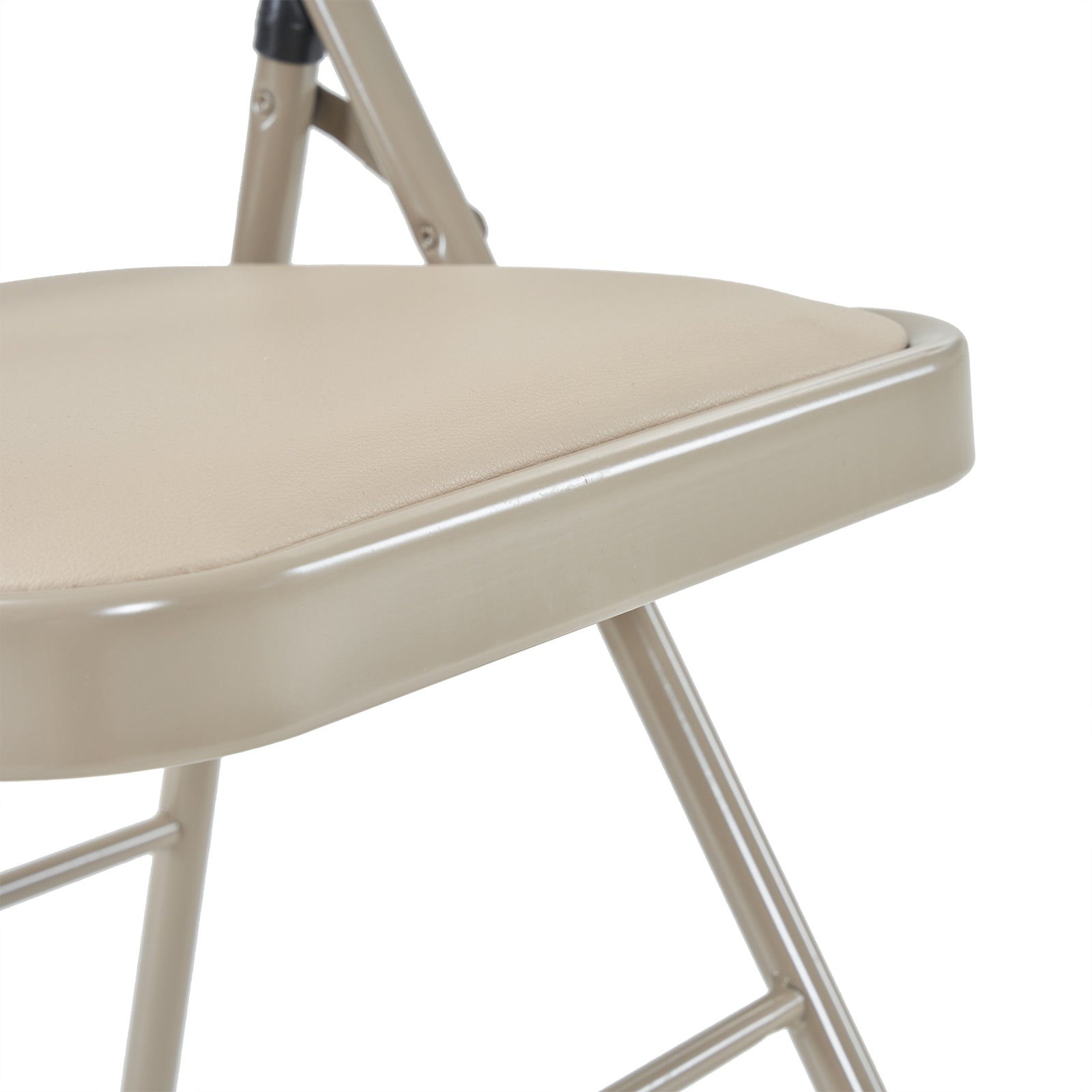 HAOYYE 4PCS Elegant Foldable Iron & PVC Chairs for Convention and Exhibition, Light Brown, Sturdy and Comfortable Chairs for Events, Meetings, Conferences, Easy to Store and Transport, Durable and Stylish Design