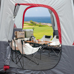 HAOYYE 14-Person Camping Tent, Red and White Polyester Cloth Tent with Fiberglass Poles, Spacious Shelter for Outdoor Hiking and Camping