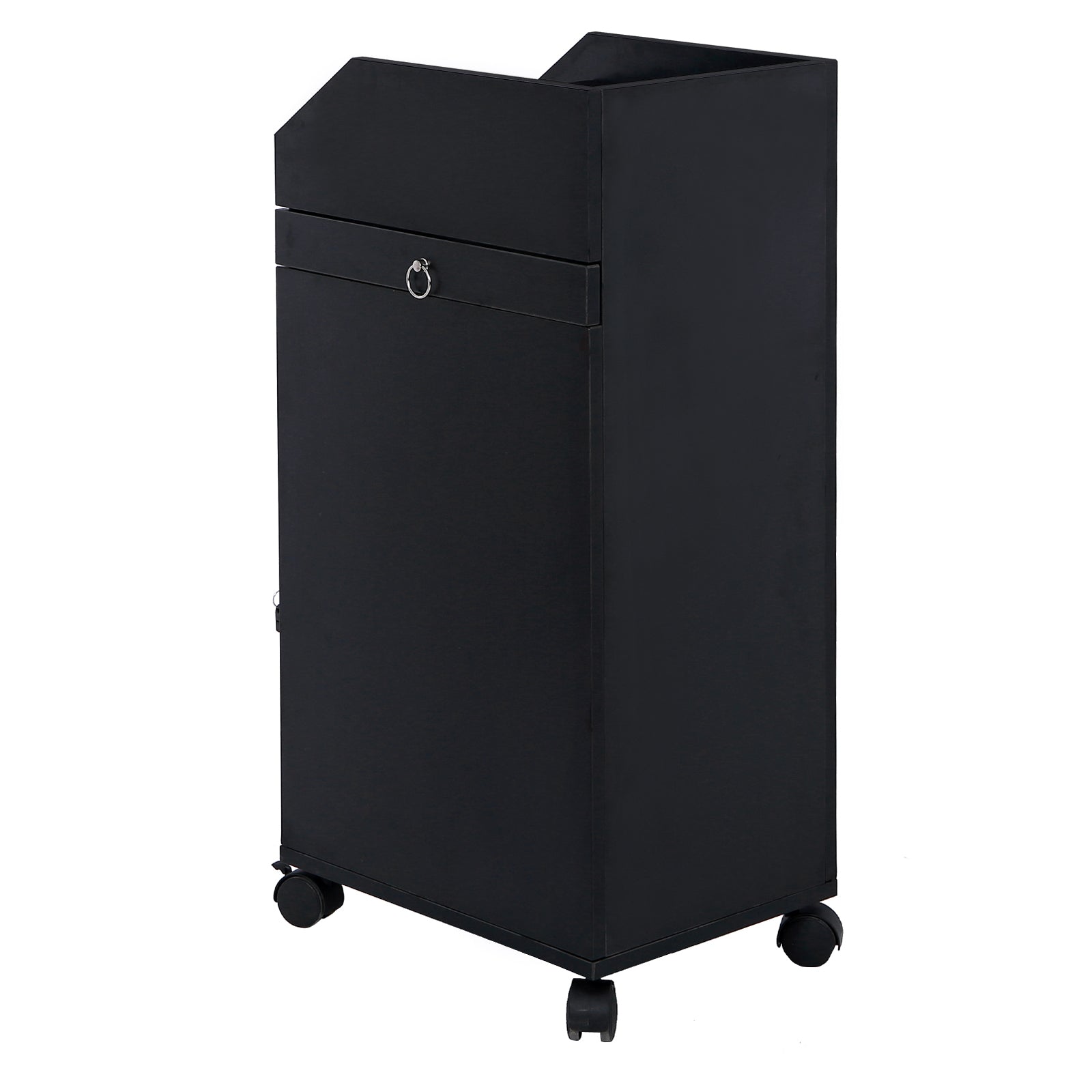HAOYYE Black Hair Salon Storage Cart with Wheels Lockable 4 Drawer Rolling Trolley with 3 Hair Dryer Holders Mobile Makeup Organizer Station for Hairdressing Barber Spa Beauty Studio Use