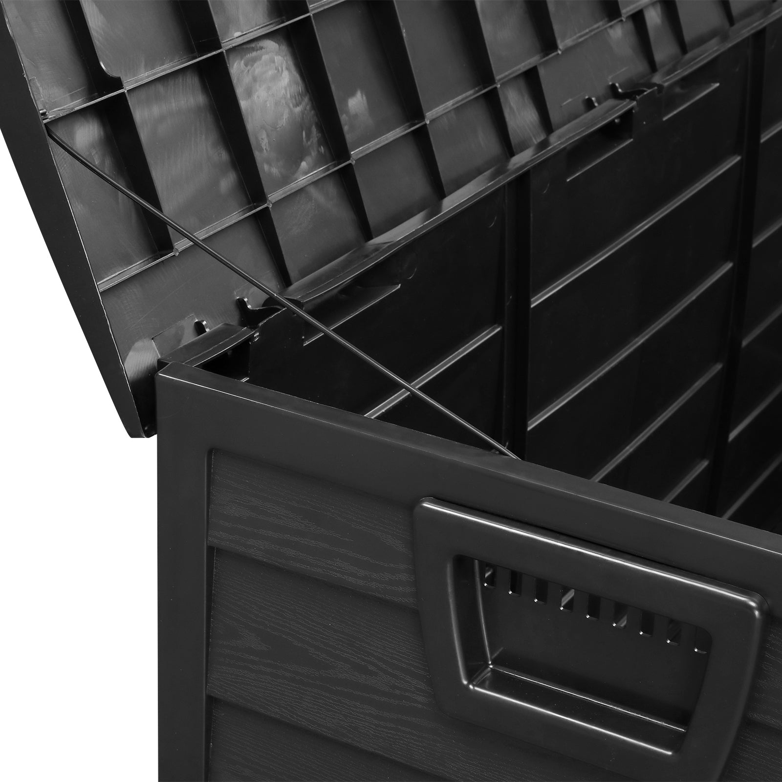HAOYYE Outdoor Garden Storage Deck Box with Lockable Lid and Wheels, 75 Gallon Waterproof Plastic Chest for Tools, Cushions, Toys, Patio Accessories, Durable and Portable for Backyard or Garage Use