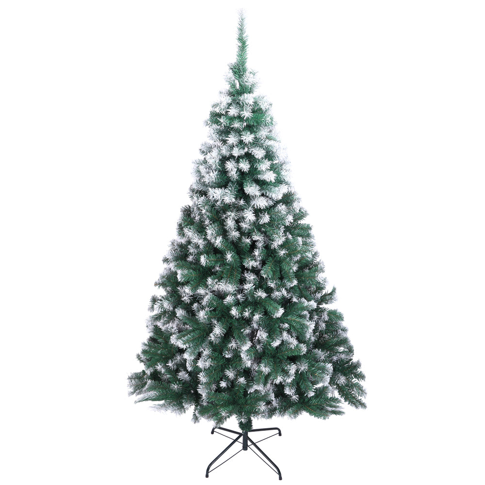 HAOYYE 7FT Spray White Christmas Tree With 1349 Lifelike Branches, Full Artificial PVC Holiday Tree, Realistic Snow-Covered Appearance, Easy Setup, Sturdy Metal Stand, Perfect For Home, Office, Party, And Seasonal Decor
