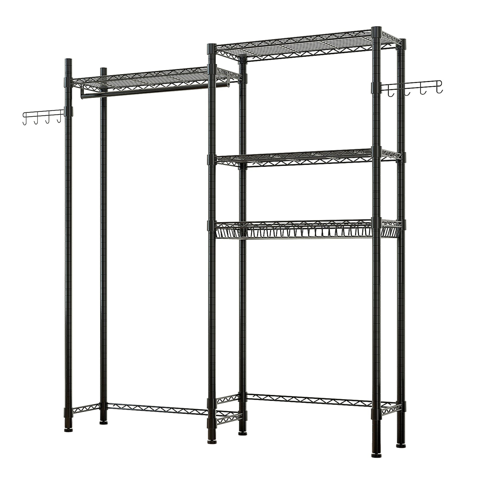 HAOYYE Washer And Dryer Storage Shelf, Heavy Duty Metal Garment Rack With Shelves, Laundry Room Clothes Organizer, Bathroom Space-Saving Rack, Portable Closet Drying Rack, Rolling Garment Rack For Home Organization, Industrial Clothing Storage Solution