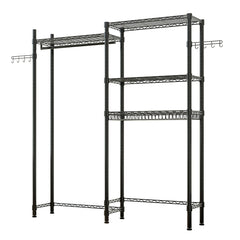 HAOYYE Washer And Dryer Storage Shelf, Heavy Duty Metal Garment Rack With Shelves, Laundry Room Clothes Organizer, Bathroom Space-Saving Rack, Portable Closet Drying Rack, Rolling Garment Rack For Home Organization, Industrial Clothing Storage Solution
