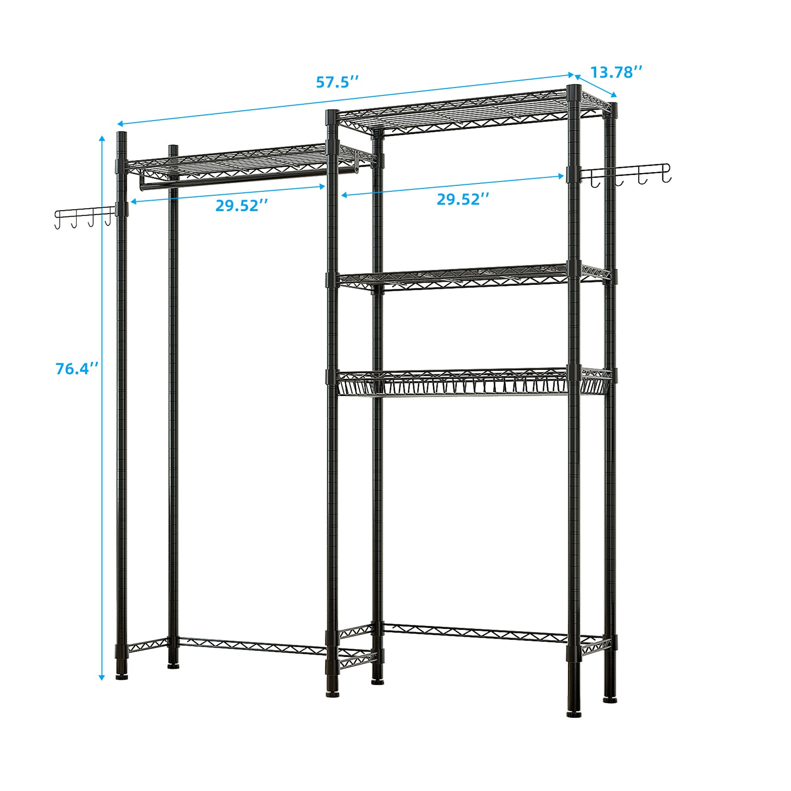 HAOYYE Washer And Dryer Storage Shelf, Heavy Duty Metal Garment Rack With Shelves, Laundry Room Clothes Organizer, Bathroom Space-Saving Rack, Portable Closet Drying Rack, Rolling Garment Rack For Home Organization, Industrial Clothing Storage Solution
