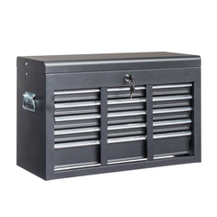 HAOYYE Heavy Duty Steel Tool Box Black Portable Metal Toolbox with Secure Locking Mechanism Durable Storage Case for Mechanics Car Repair Construction Workshop Professional Use