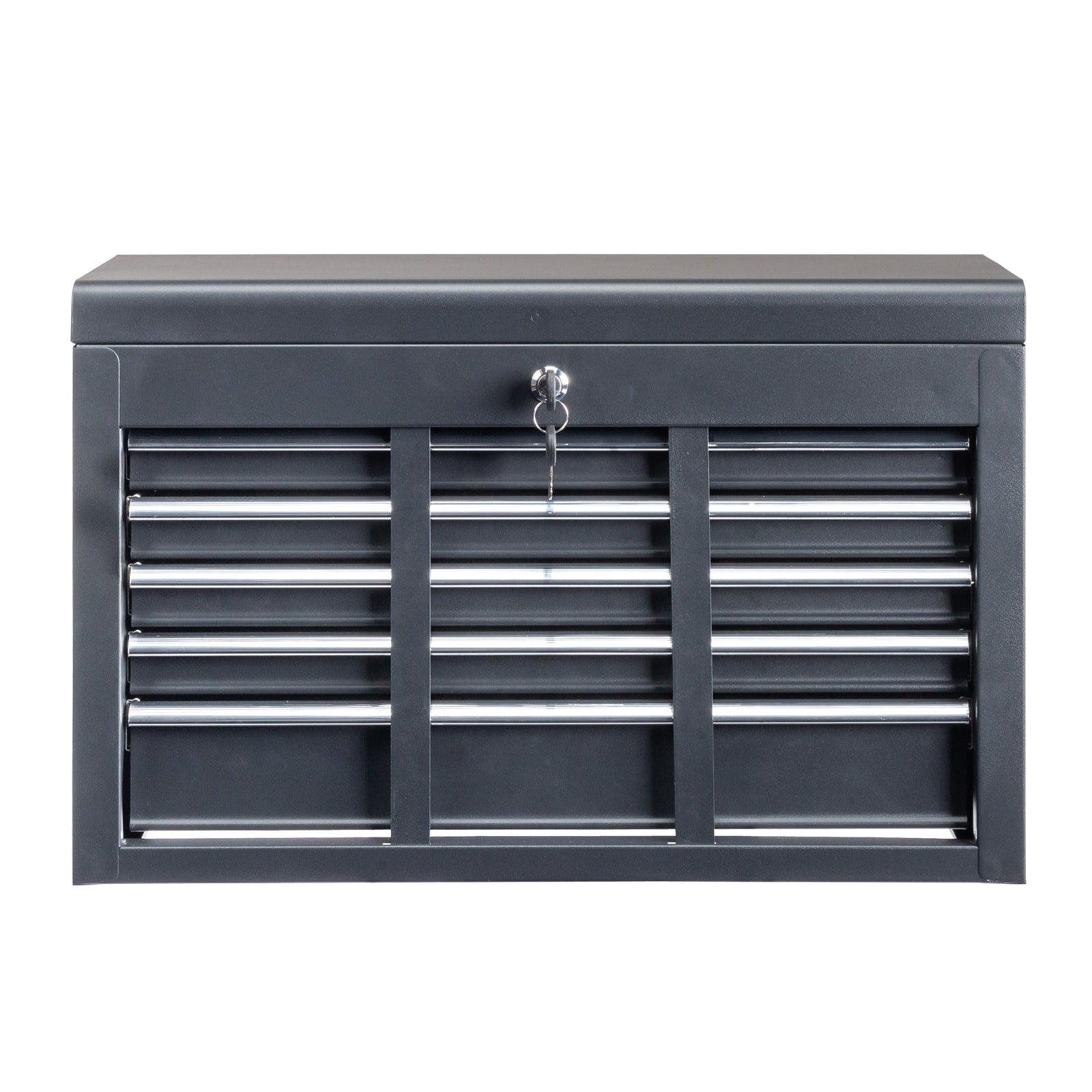 HAOYYE Heavy Duty Steel Tool Box Black Portable Metal Toolbox with Secure Locking Mechanism Durable Storage Case for Mechanics Car Repair Construction Workshop Professional Use
