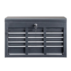 HAOYYE Heavy Duty Steel Tool Box Black Portable Metal Toolbox with Secure Locking Mechanism Durable Storage Case for Mechanics Car Repair Construction Workshop Professional Use